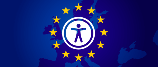 Accessibility logo on the European Union flag.