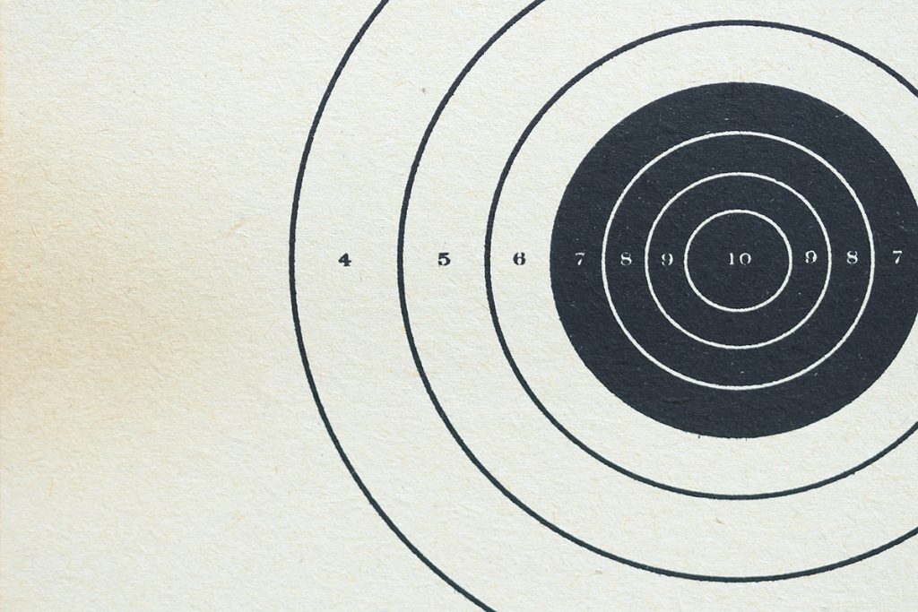 Target with rings of accuracy from 4 to 10 bullseye