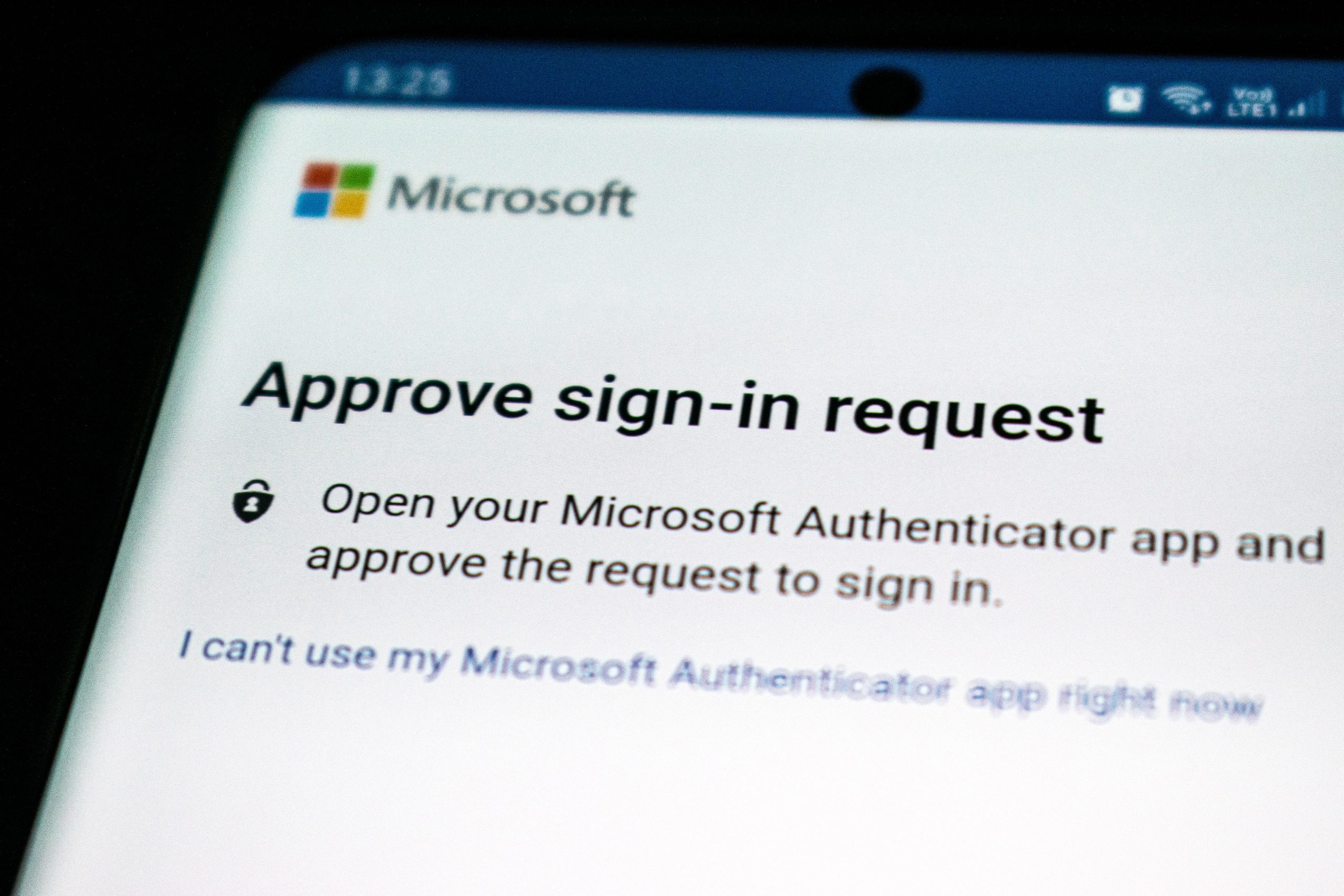 Microsoft app asking a user to approve a sign-in request